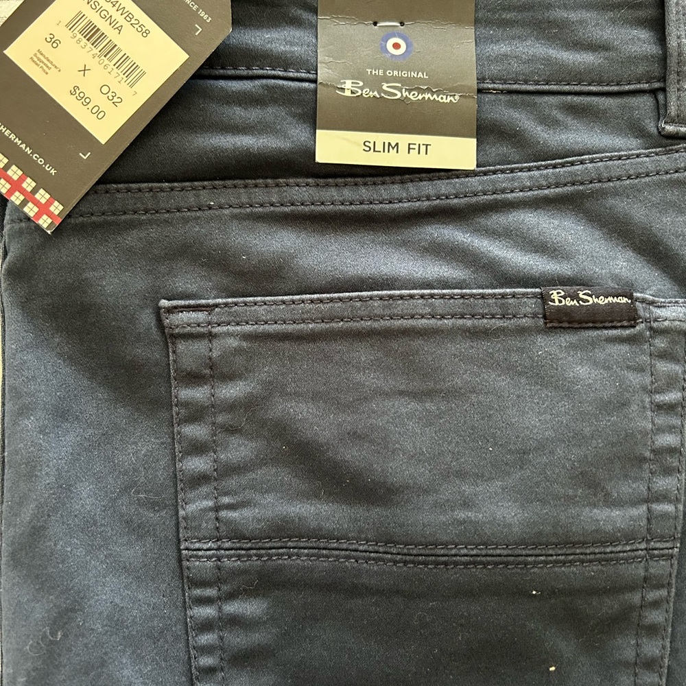 Ben Sherman Men's Slim Fit brushed blue